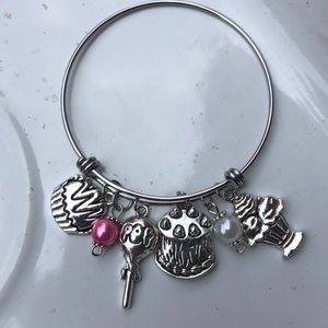 NWT, Handmade by A Charmed Life. Silver Adjustable Bangle Bracelet